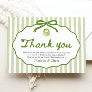 Cadre rayé vert sauge Arc Matcha Carte de remercie