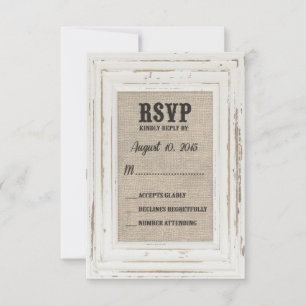 Cadre Rustique Blanc & Faire-Part de Mariage Kelly