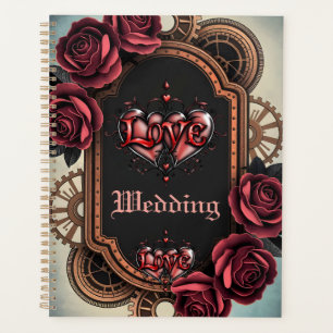 Cadre Steampunk avec Roses rouges et Engrenages