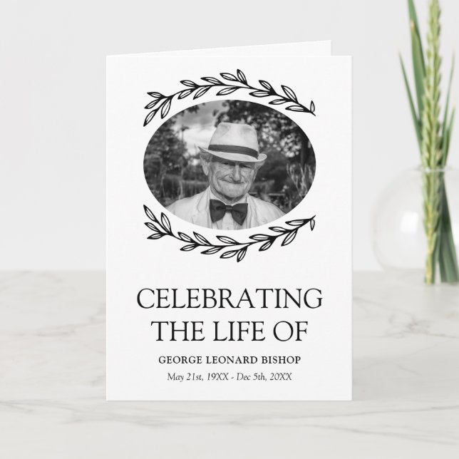 Cadre vert Oval Photo Funeral Programme (Devant)