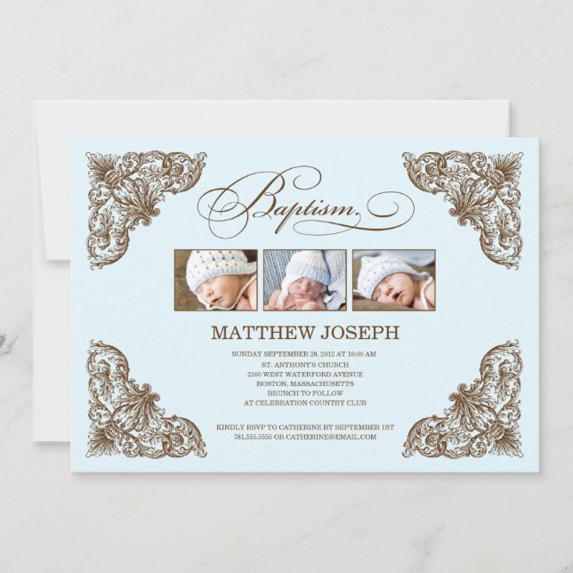 CADRE VINTAGE| INVITATION BAPTISME (Devant)