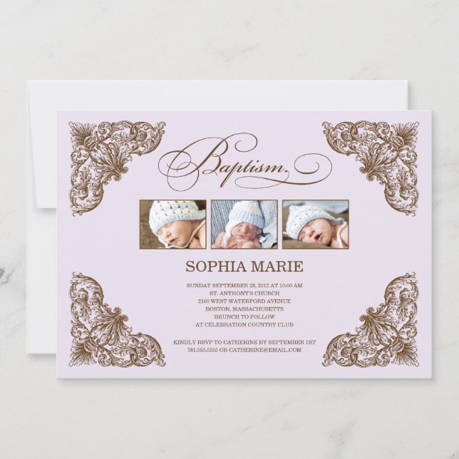 CADRE VINTAGE| INVITATION BAPTISME (Devant)
