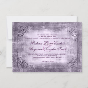 Cadre Vintage rustique Purple Mariage Invitations