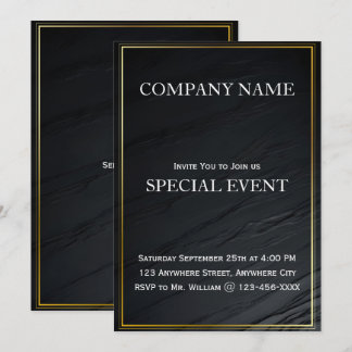 Cadres dorés Black Corporate Party Invitation Card