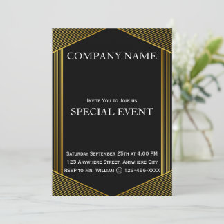 Cadres dorés Black Corporate Party Invitation Card