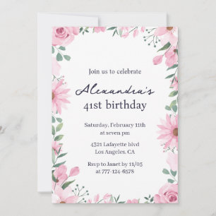 Cadres floraux roses invitations à 41e anniversair