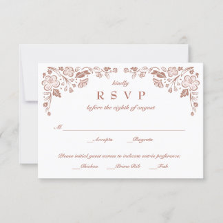 Cadres Florid Mariage RSVP Carte Faux Rose Or
