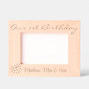 Cadres Gravés 1er Anniversaire Triplets, Jumeaux, Noms, Photo, 7