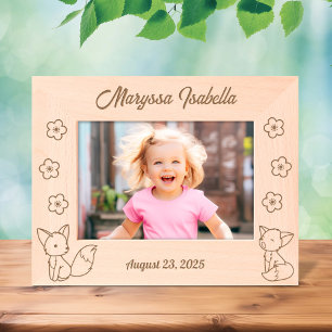 Cadres Gravés 2 mignons Renards et Fleurs de Carton Texte person