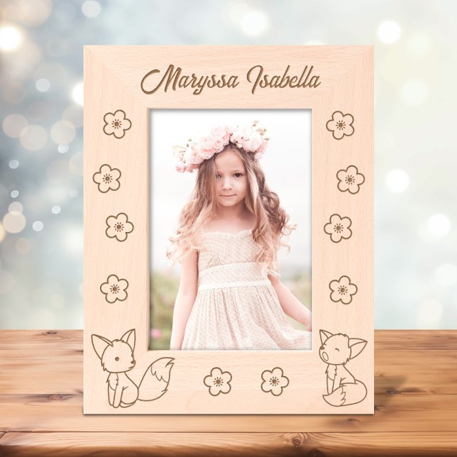 Cadres Gravés 2 mignons Renards et Fleurs de Carton Texte person (Créateur téléchargé)