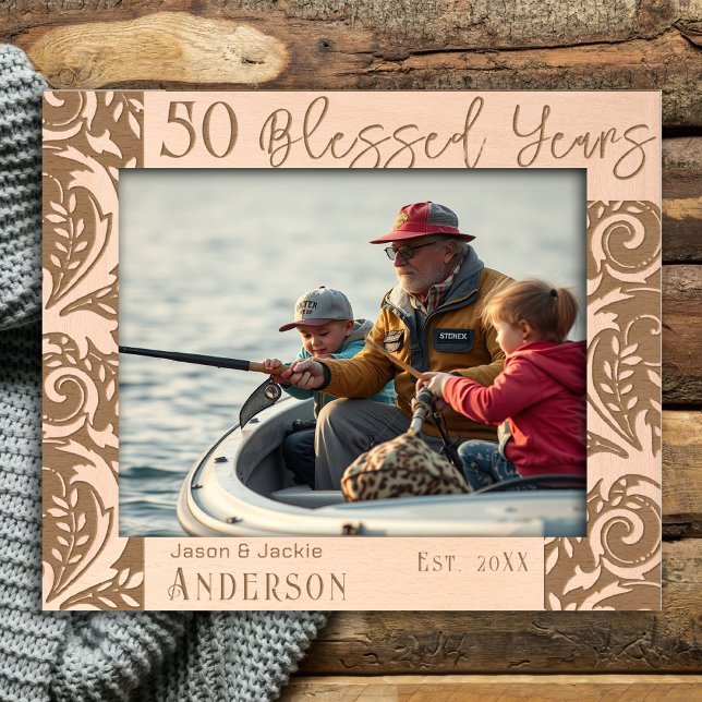 Cadres Gravés 50 Anniversaire Mariage Années bénies Frontière fl (Créateur téléchargé)