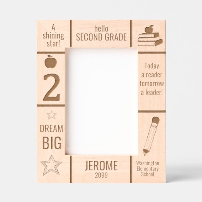 Cadres Gravés 5x7 SECONDE DEUXIÈME ÉCOLE élémentaire Photo perso (Recto)