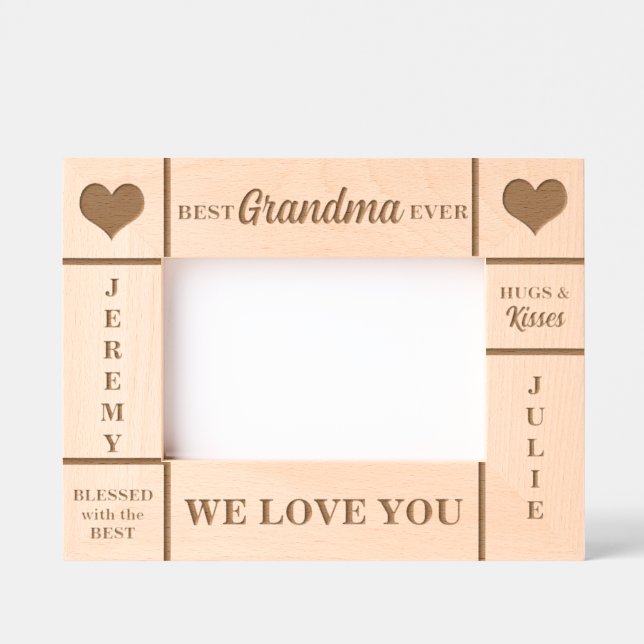 Cadres Gravés 6x4 Meilleure grand-mère toujours petits noms (Recto)