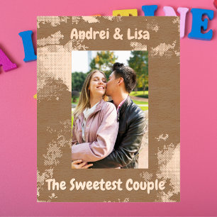 Cadres Gravés Aquarelle simple Couple Valentines Cadeau Bois