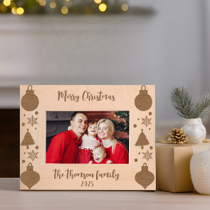 Cadres Gravés Arbre de Noël rustique Snowflake Ornements Script