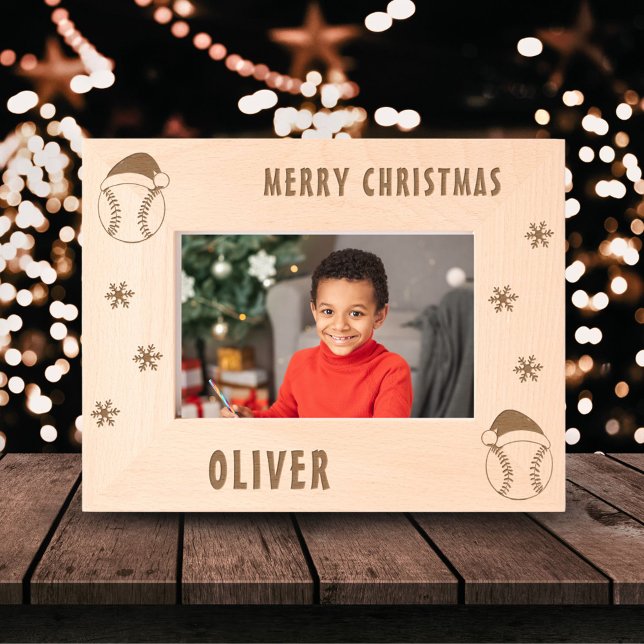 Cadres Gravés Baseball Ball Sports Joyeux Noël Nom (Créateur téléchargé)