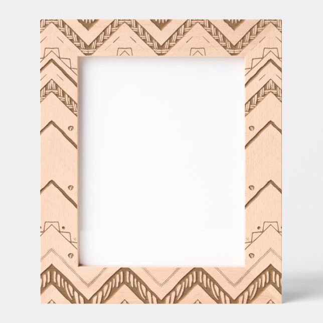 Cadres Gravés Boho Chevron Pattern Sage Geometric Wood Pri (Recto)