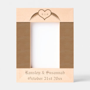 Cadres Gravés Coeur ailé gothique Mariage Personnalisé Monogramm