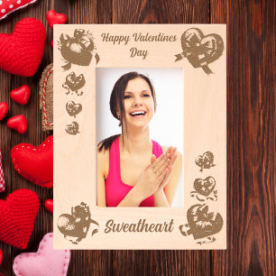 Cadres Gravés Coeur Coquette Valentines Cadeau Laser Bois