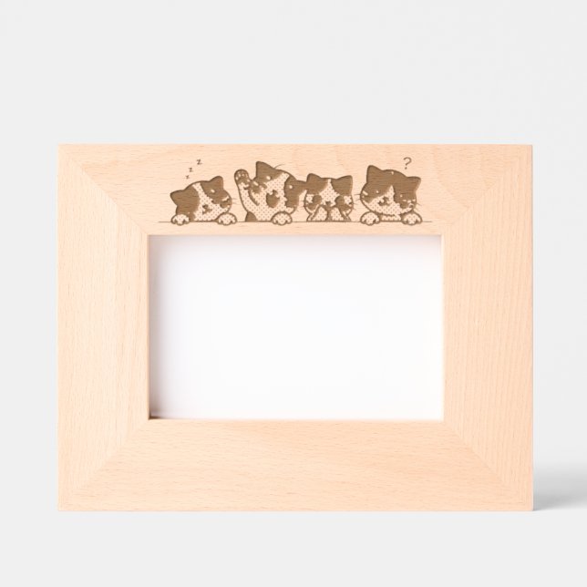 Cadres Gravés Curious Paws - Cute Cats Friends Peeking (Recto)
