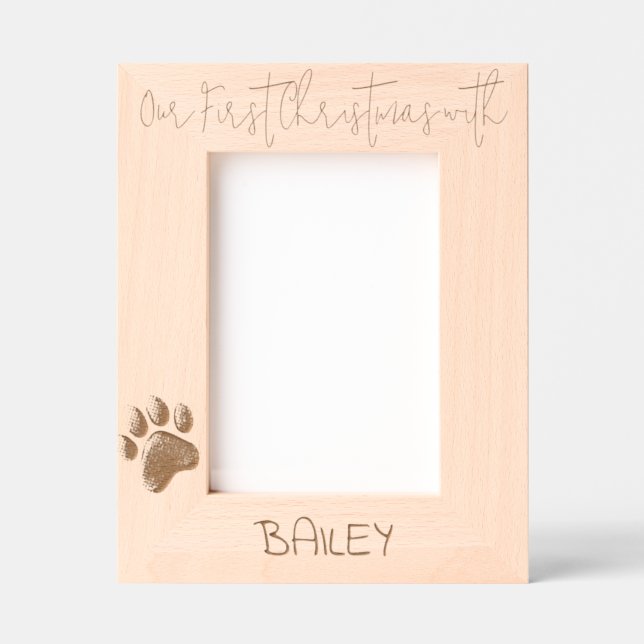 Cadres Gravés Custom Photo Frame Puppy 1st Christmas, 5 x 7" (Recto)