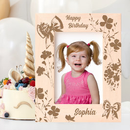 Cadres Gravés Cute Girl Floral Bow Anniversaire Cadeau Photo las