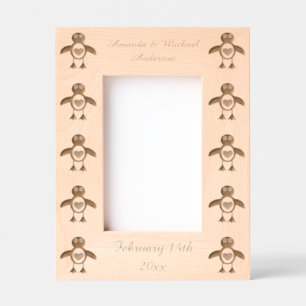 Cadres Gravés Cute Love Coeur Penguin Mariage personnalisé
