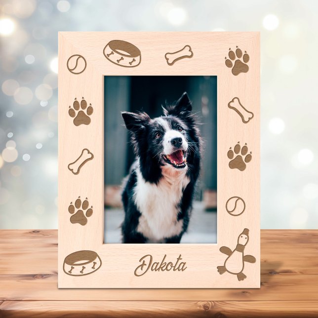 Cadres Gravés Dog Toys Dish Paw Prints 5x7 (Créateur téléchargé)