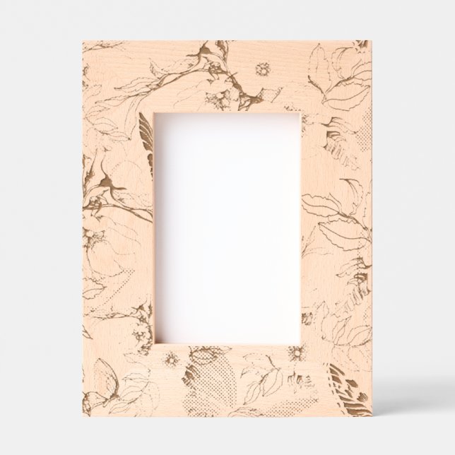 Cadres Gravés Élégance botanique - Pique En Bois Fleur Dessiné À (Recto)