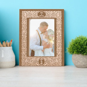 Cadres Gravés Élégant feuillage et bordure florale