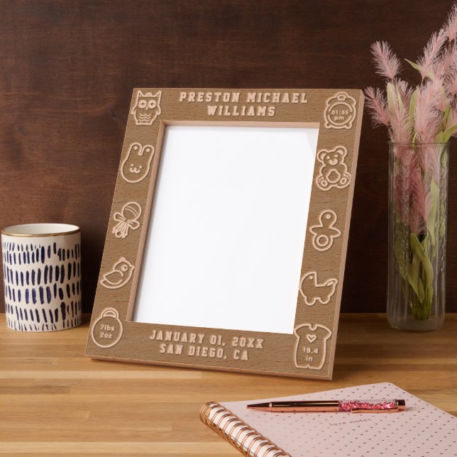 Cadres Gravés Engraved Baby Birth Stats Personal Picture Frame (Gauche)