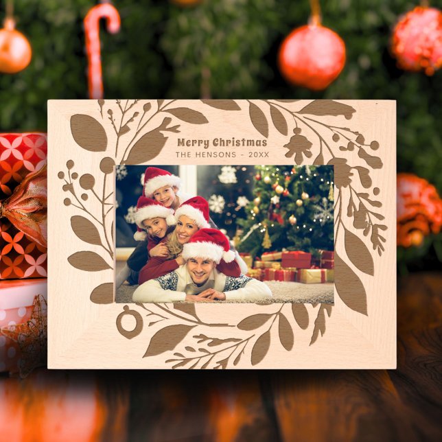 Cadres Gravés Foliole de couronne d'avent Joyeux Noël Famille (Créateur téléchargé)