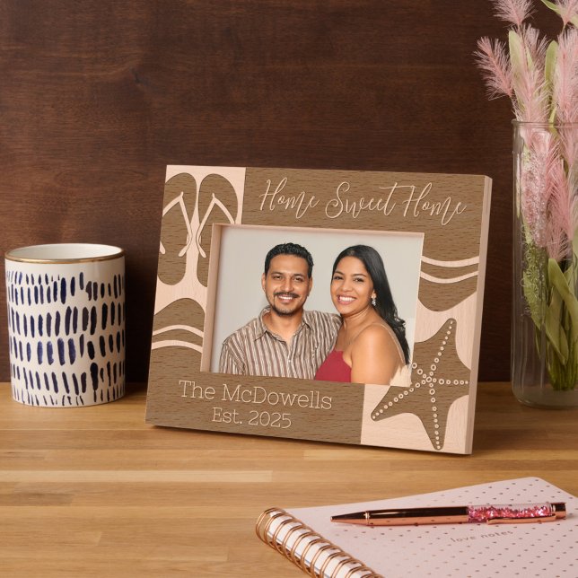 Cadres Gravés Home Sweet Home Beach Thème (Beach Themed Personalized Frame)