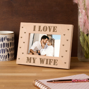 Cadres Gravés I Love My Wife Typographie amour Coeurs Personnali
