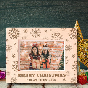 Cadres Gravés Joyeux Noël rustique vacances photo en bois gravé