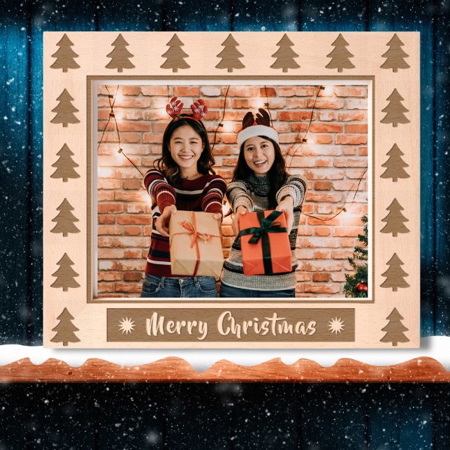 Cadres Gravés Joyeux Noël rustique vacances photo en bois gravé (Créateur téléchargé)