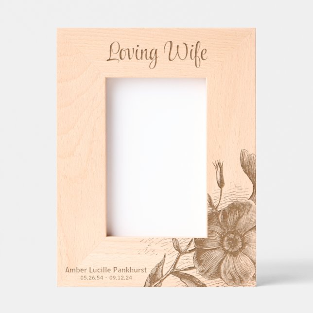 Cadres Gravés Love Femme Floral Memorial Keepsaké 4x6P (Recto)