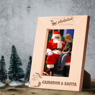 Cadres Gravés Me et Père Noël Nom personnalisé Père Noël & Sleig