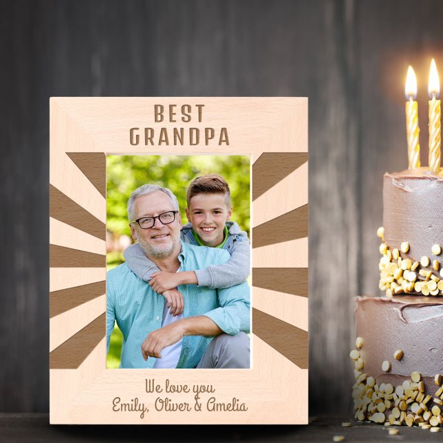Cadres Gravés Meilleur grand-père personnalisé Sun Burst Keepsak (Créateur téléchargé)