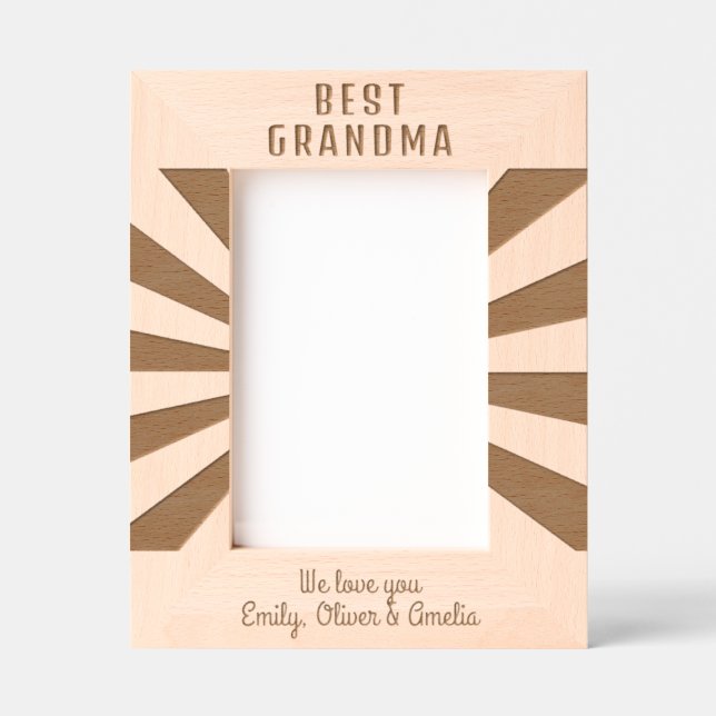Cadres Gravés Meilleure grand-mère personnalisée Sun Burst Keeps (Recto)