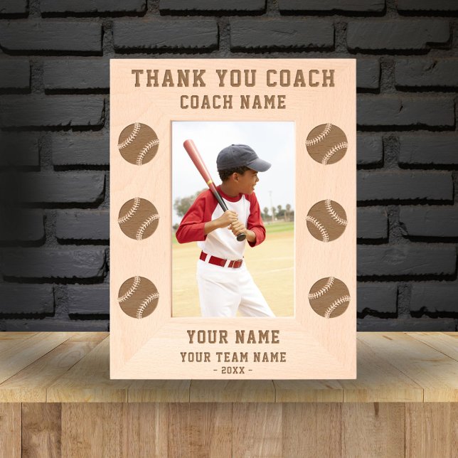 Cadres Gravés Merci Coach Baseball Nom de l'équipe Sports (Créateur téléchargé)