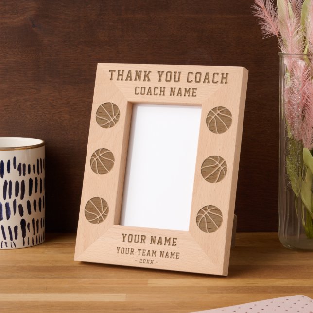 Cadres Gravés Merci Coach Basketball Nom de l'équipe Sports (Gauche)