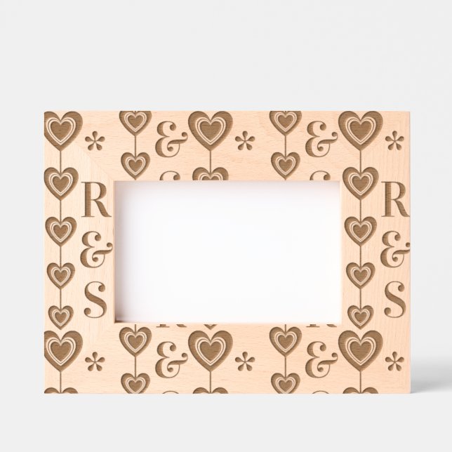 Cadres Gravés Monogrammes et cordes de coeur personnalisés (Recto)