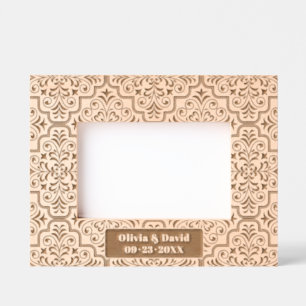 Cadres Gravés Nom du modèle Damask et mariage de date