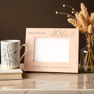 Cadres Gravés Nous t'aimons Mère Script Coeur Noms des enfants