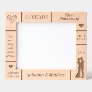 Cadres Gravés Paysage 10x8 Argent 25e anniversaire Mariage