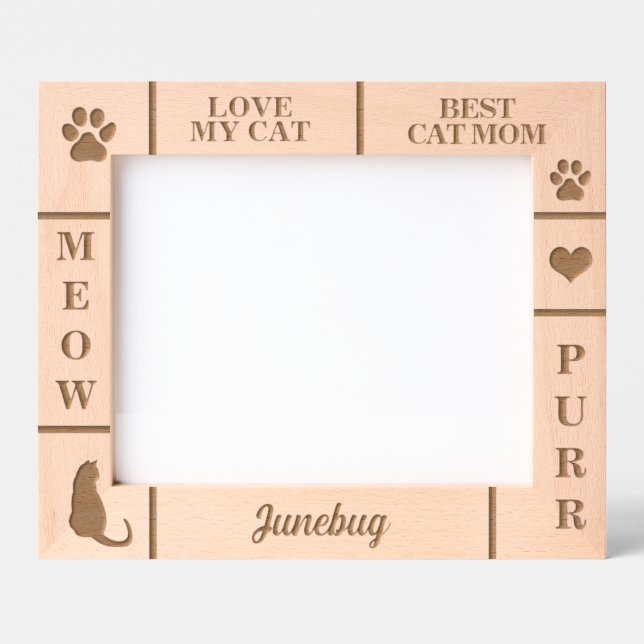 Cadres Gravés Paysage 10x8 MEILLEUR Cat MOM Nom personnalisé (Recto)
