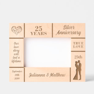 Cadres Gravés Paysage 6x4 Anniversaire du 25e Mariage en argent