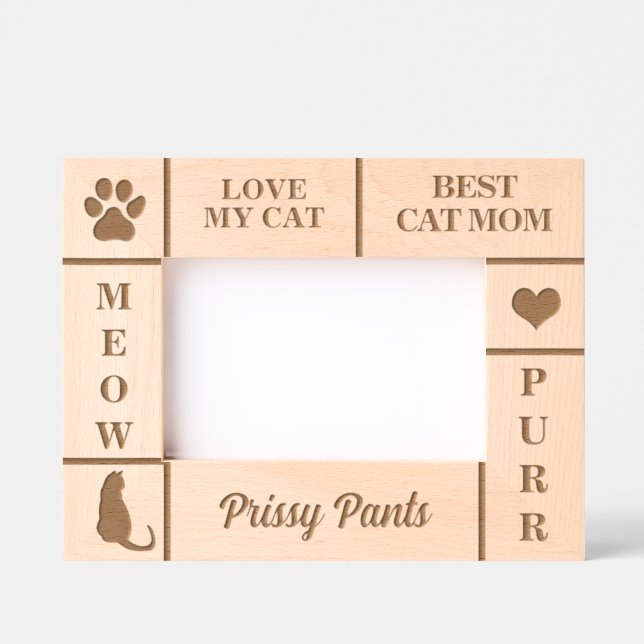 Cadres Gravés Paysage 6x4 MEILLEUR Cat MOM Nom personnalisé (Recto)
