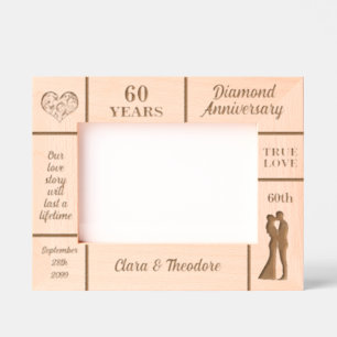 Cadres Gravés Paysage 7x5 Diamant 60e anniversaire de Mariage